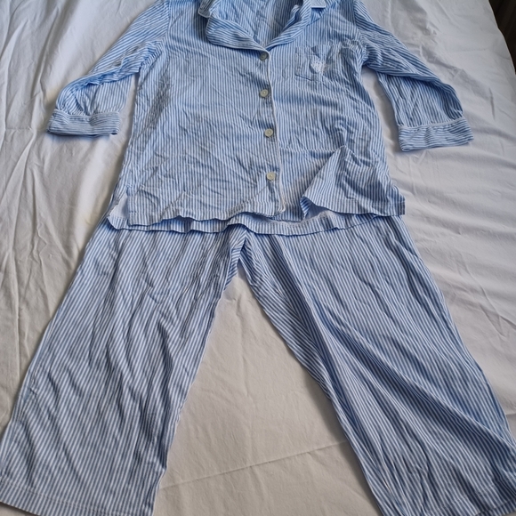 Ralph Lauren Blue White Striped 100% Cotton Kids/Youth Pajama Set Sz S Heritage - Picture 1 of 11